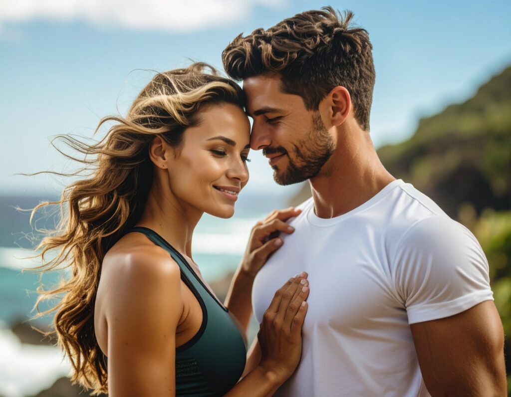 A couple holding each other, symbolizing trust, emotional connection, and relationship guidance