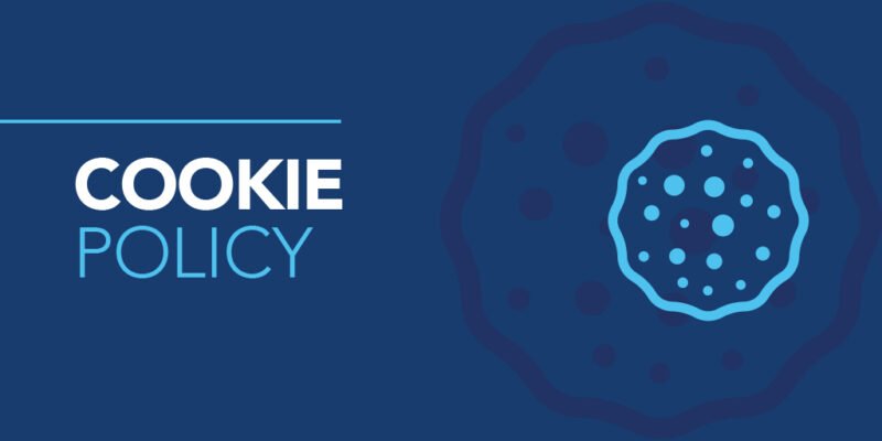 Cookie policy compliance page illustration showing a secure shield icon and website privacy elements