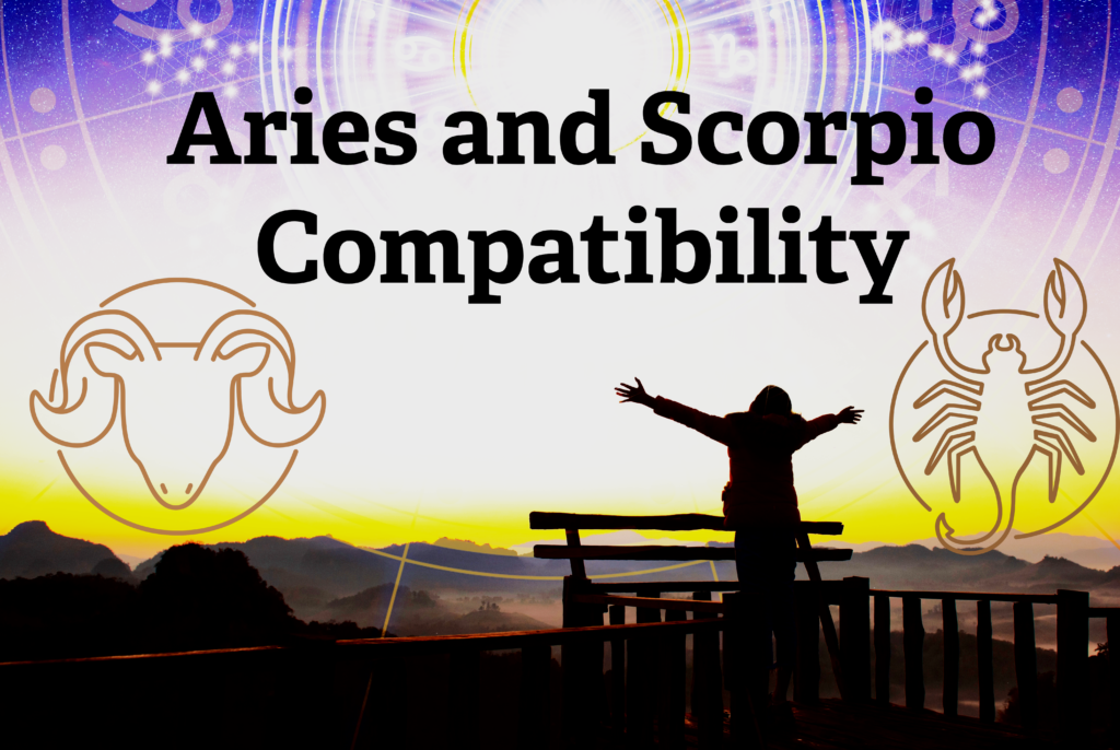 Aries and Scorpio compatibility illustrated through zodiac symbols of the ram and scorpion representing love and relationship dynamics
