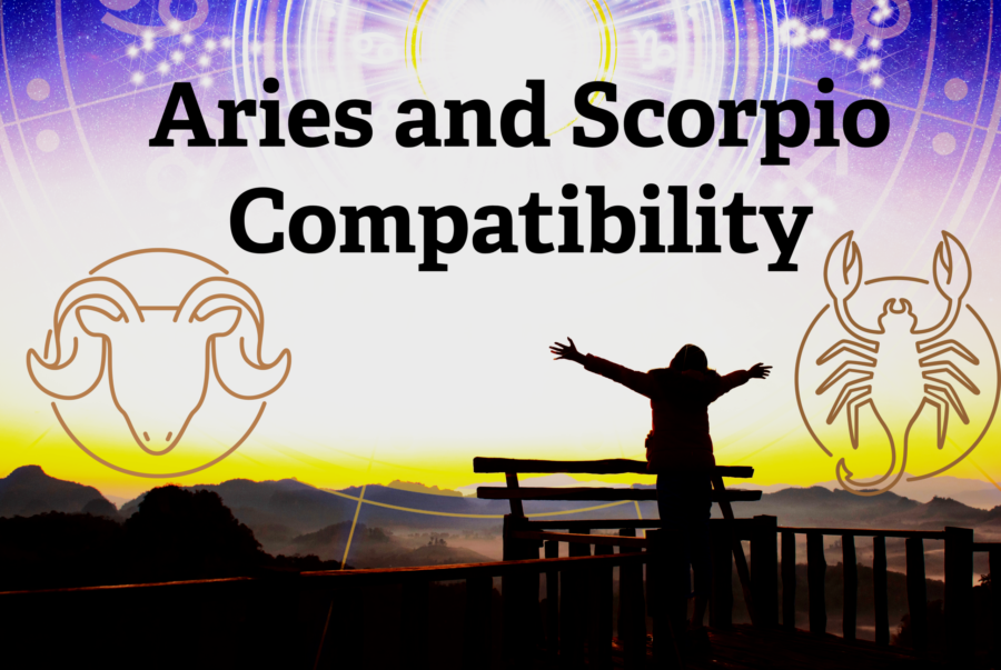 Aries and Scorpio compatibility illustrated through zodiac symbols of the ram and scorpion representing love and relationship dynamics