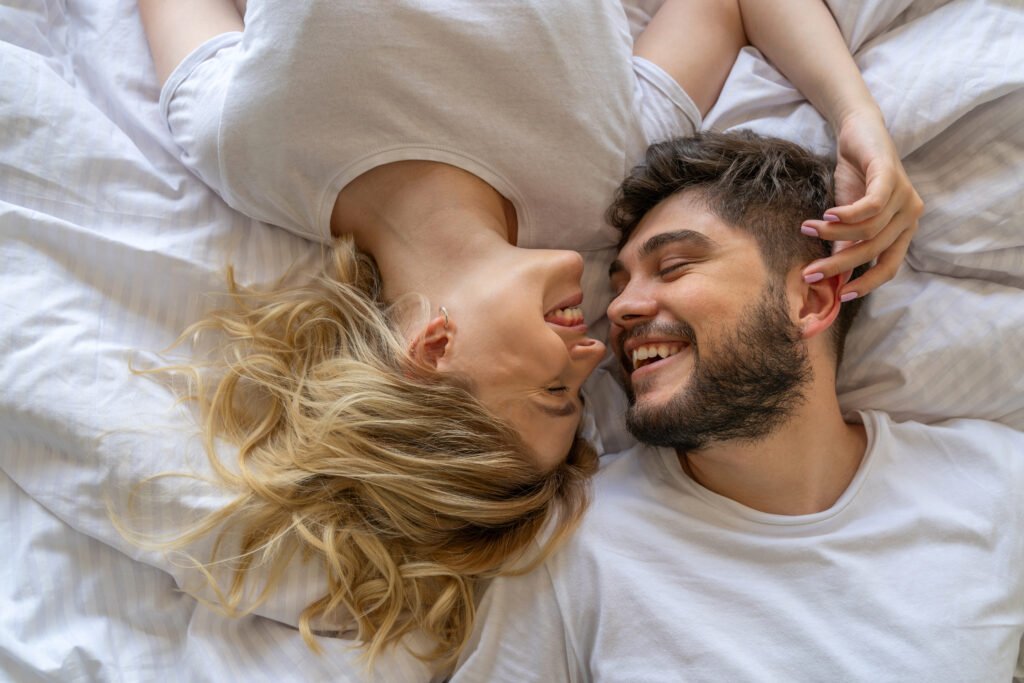 Couple smiling together in a healthy relationship built on emotional connection