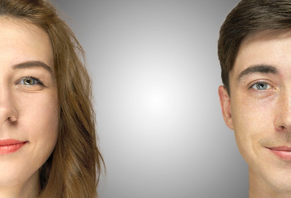 Two people facing forward with neutral expressions, symbolizing subtle relationship dynamics
