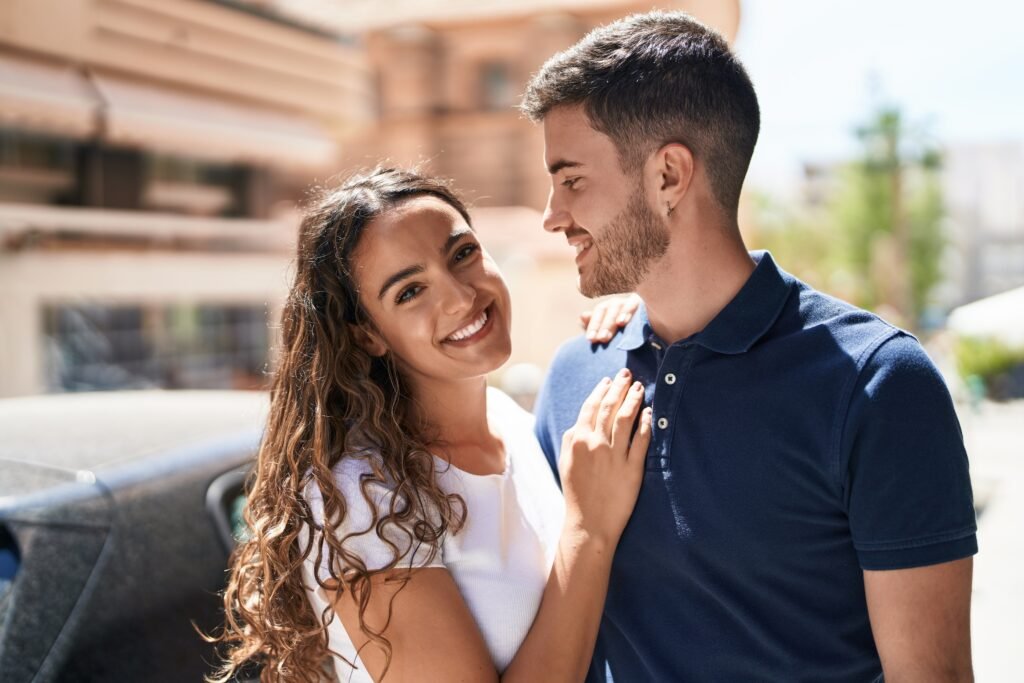 Couple smiling together in a strong and healthy relationship